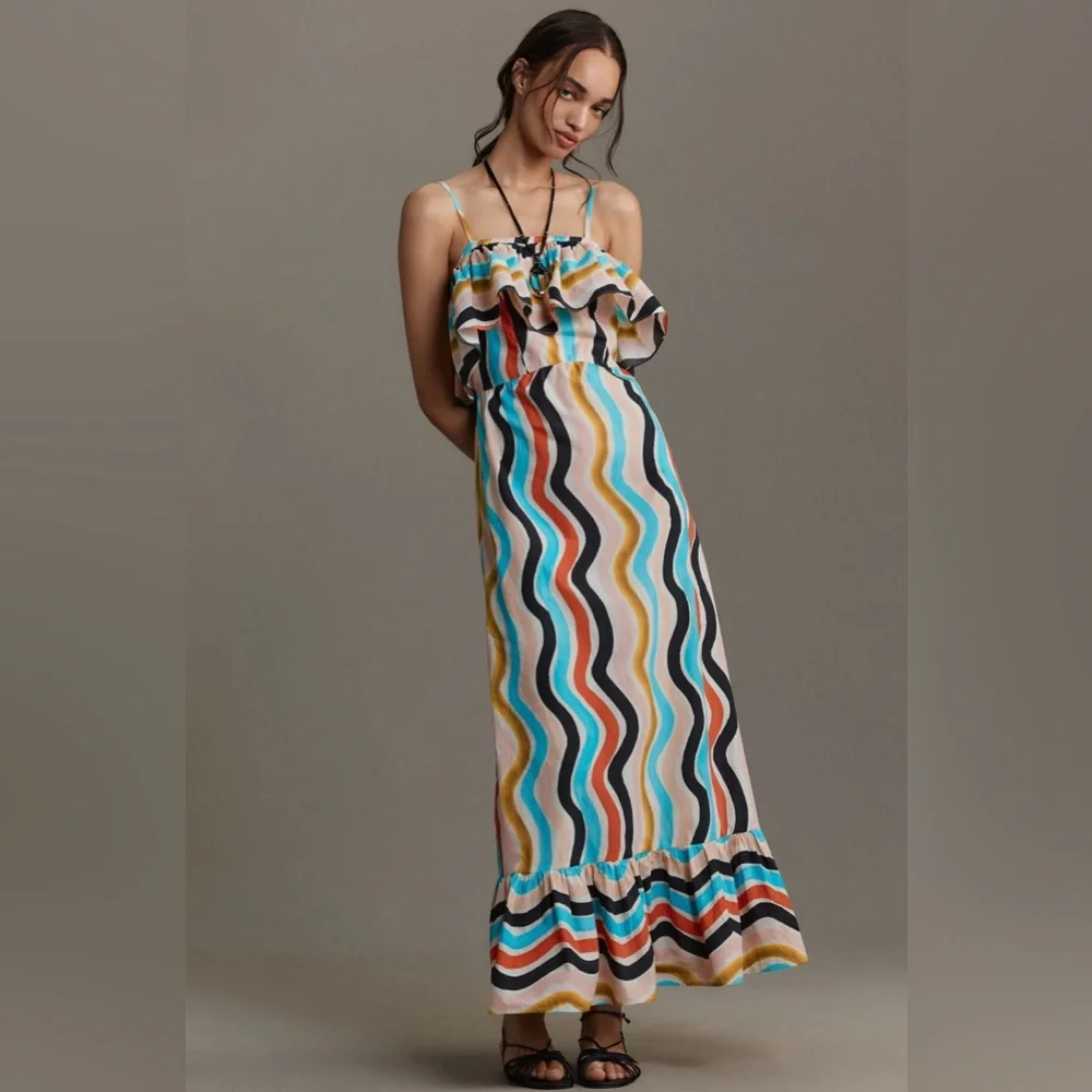 FARM Rio Sleeveless Ruffle Maxi Dress - Picture 1 of 7